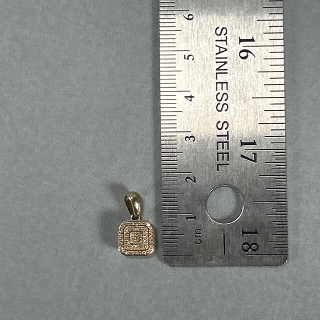 10K Yellow Gold Diamond Square Pendant; 0.10CTW; 1.5g