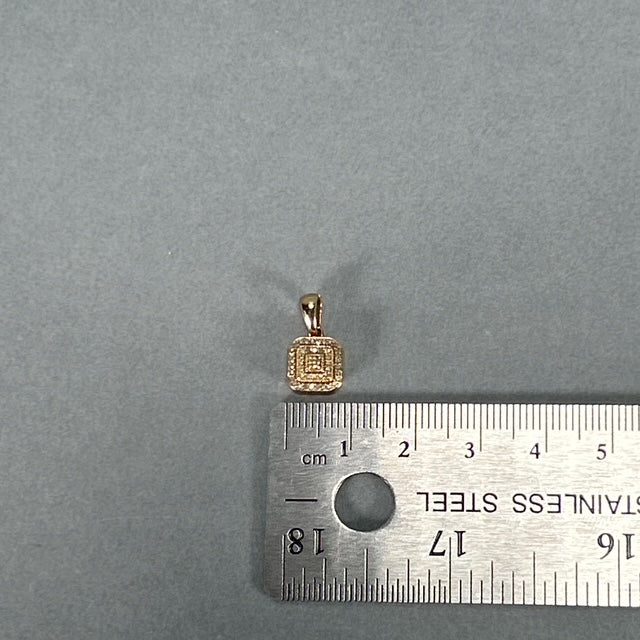 10K Yellow Gold Diamond Square Pendant; 0.10CTW; 1.5g