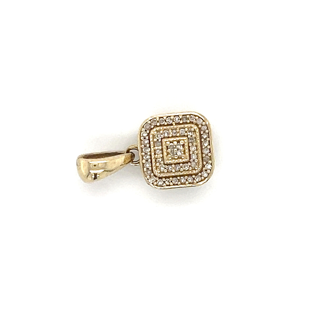 10K Yellow Gold Diamond Square Pendant; 0.10CTW; 1.5g