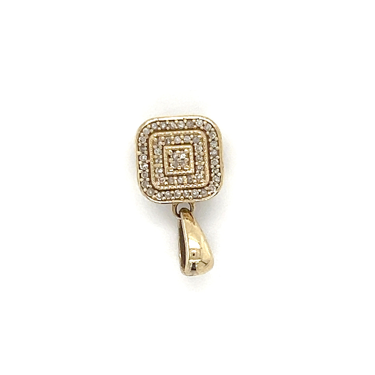 10K Yellow Gold Diamond Square Pendant; 0.10CTW; 1.5g