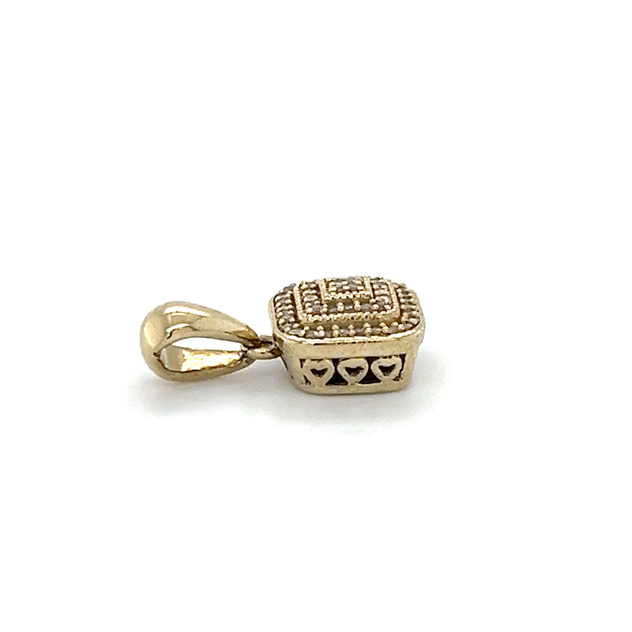 10K Yellow Gold Diamond Square Pendant; 0.10CTW; 1.5g