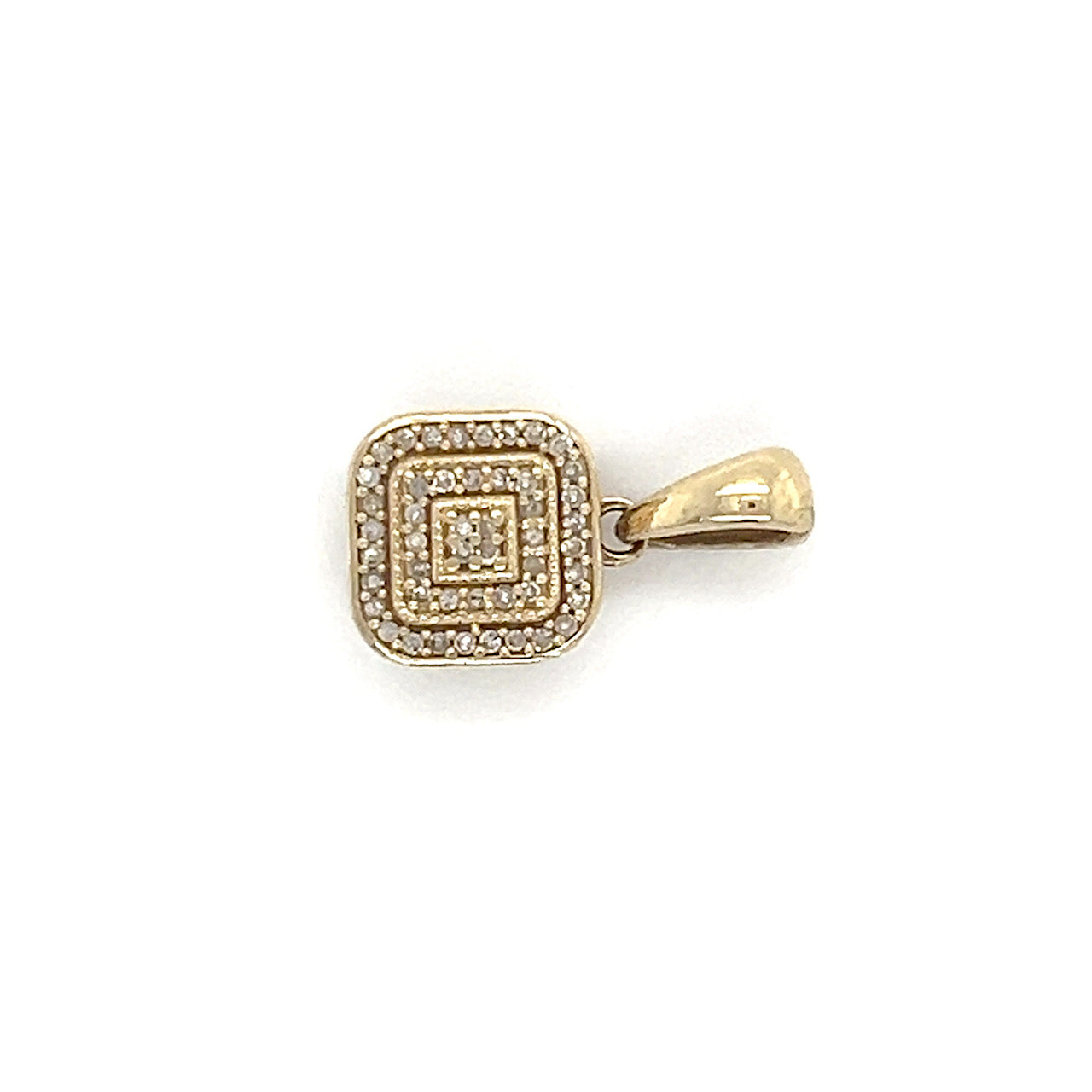 10K Yellow Gold Diamond Square Pendant; 0.10CTW; 1.5g