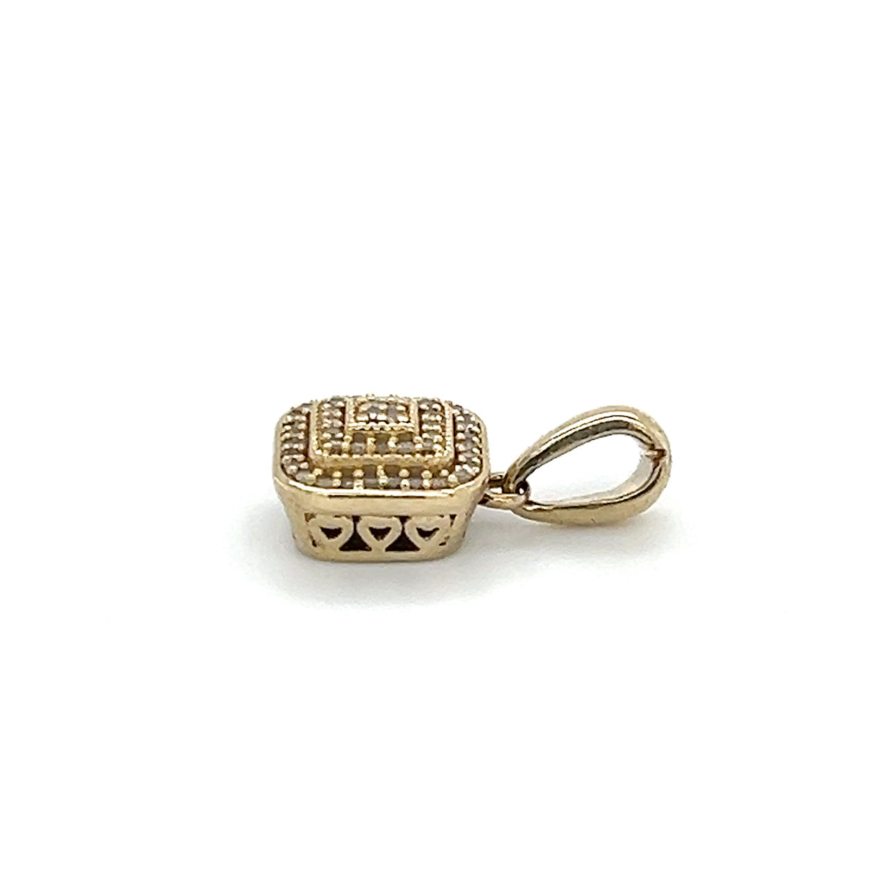 10K Yellow Gold Diamond Square Pendant; 0.10CTW; 1.5g