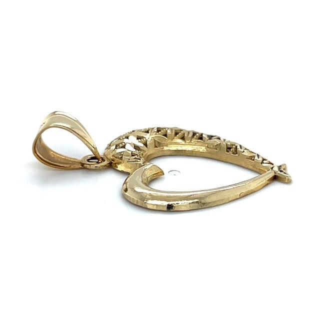 10K Yellow Gold Heart Pendant; 1.9DWT; 3g