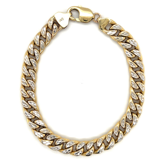 10K Two-Tone Gold 9" Cuban Bracelet; 12.2DWT; 19g
