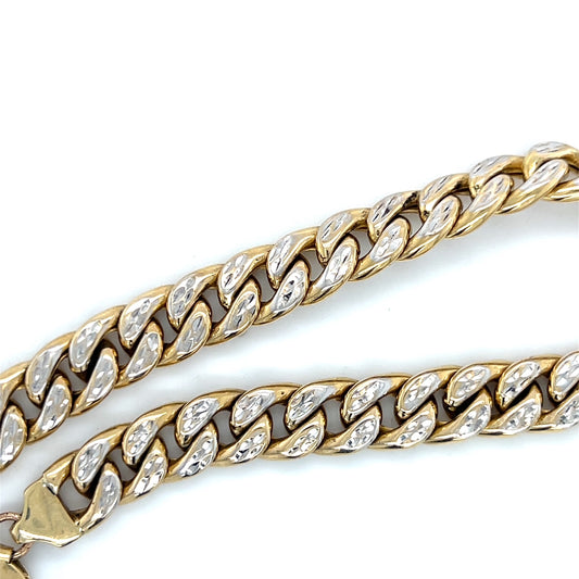 10K Two-Tone Gold 9" Cuban Bracelet; 12.2DWT; 19g