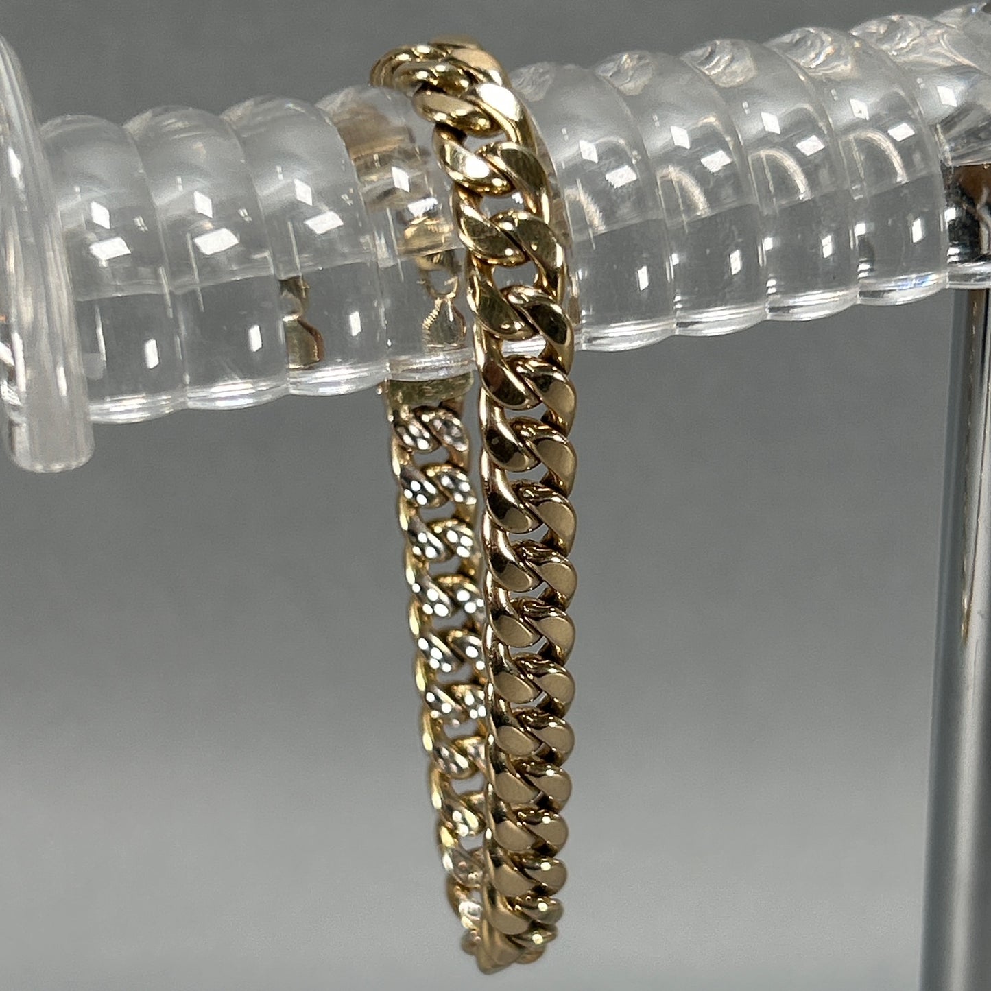 10K Two-Tone Gold 9" Cuban Bracelet; 12.2DWT; 19g