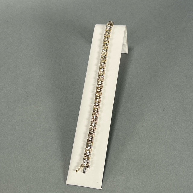 14K Two-Tone Gold Diamond Bracelet; 7.5"; 3.0CTW
