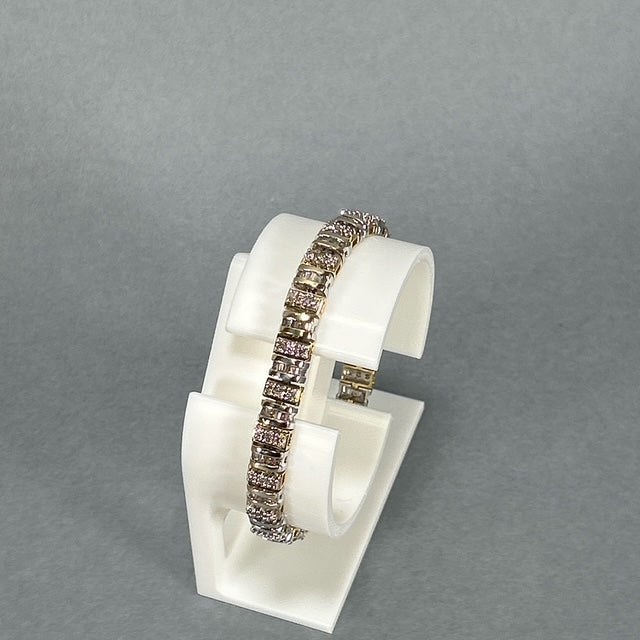 14K Two-Tone Gold Diamond Bracelet; 7.5"; 3.0CTW