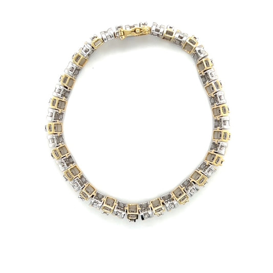 14K Two-Tone Gold Diamond Bracelet; 7.5"; 3.0CTW