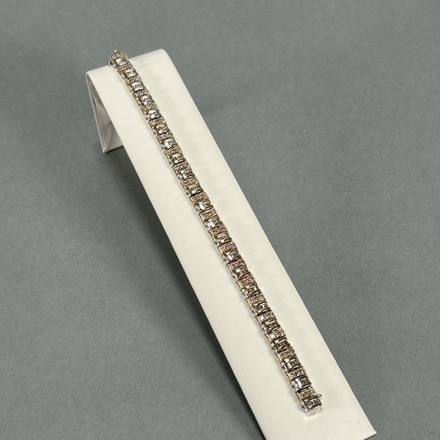 14K Two-Tone Gold Diamond Bracelet; 7.5"; 3.0CTW
