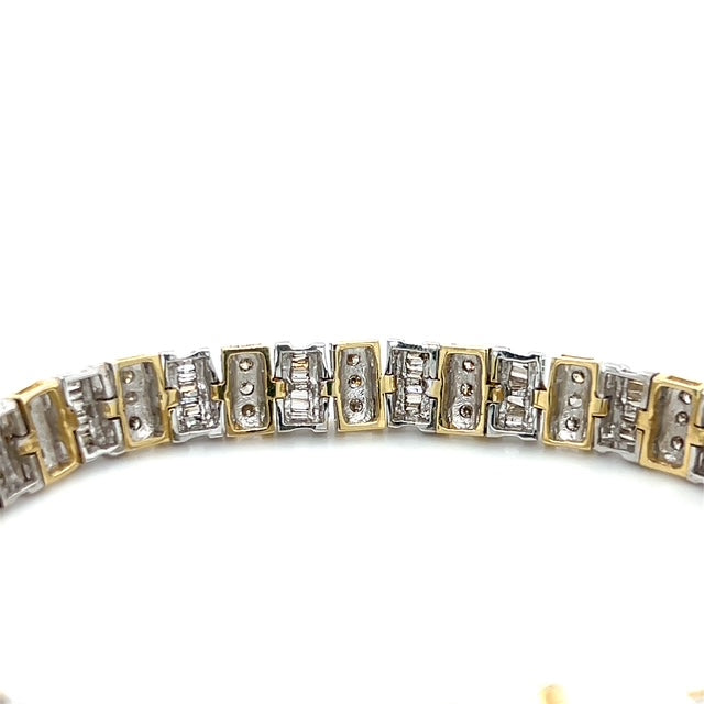 14K Two-Tone Gold Diamond Bracelet; 7.5"; 3.0CTW