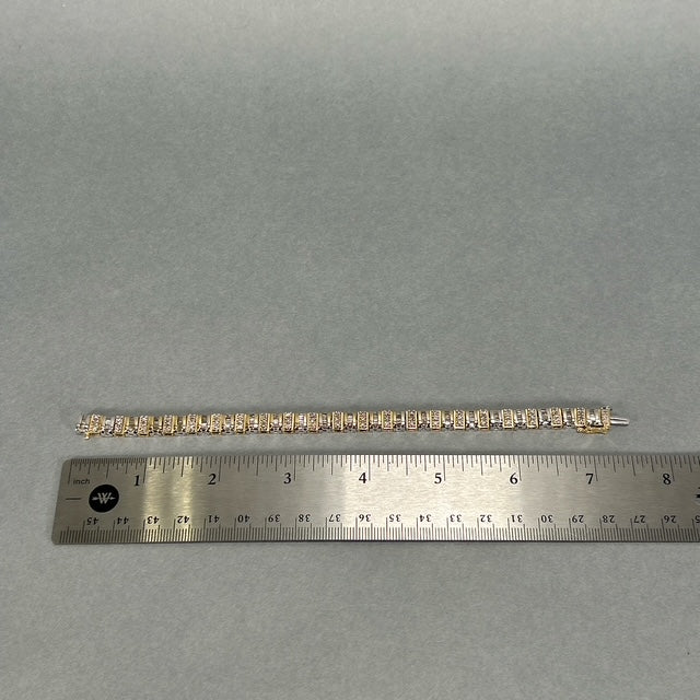 14K Two-Tone Gold Diamond Bracelet; 7.5"; 3.0CTW