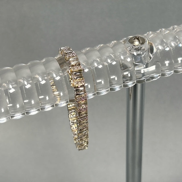 14K Two-Tone Gold Diamond Bracelet; 7.5"; 3.0CTW