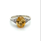 10K White Gold Diamond Citrine Lady's Fashion Ring; 1.8DWT; Size 7