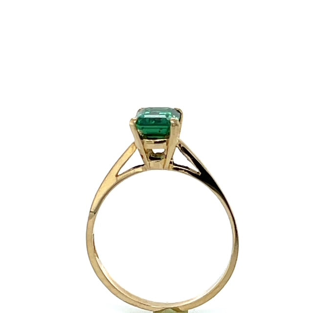 10K Yellow Gold Synthetic Emerald Lady's Fashion Ring; 1.3DWT; Size 6
