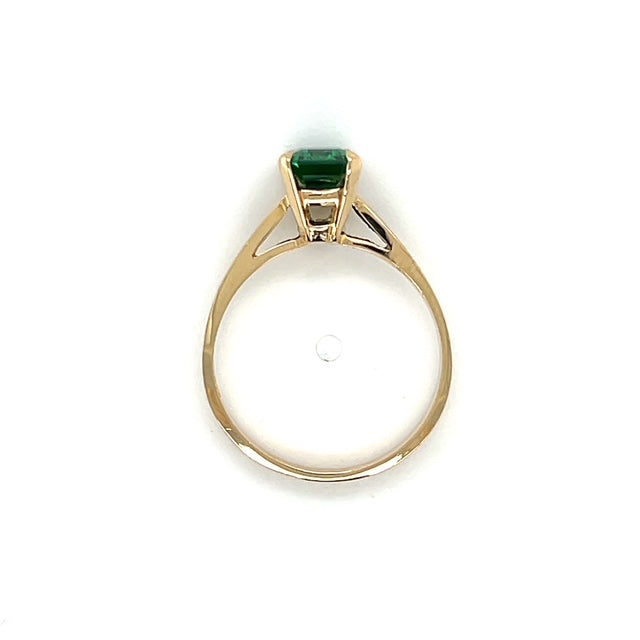 10K Yellow Gold Synthetic Emerald Lady's Fashion Ring; 1.3DWT; Size 6