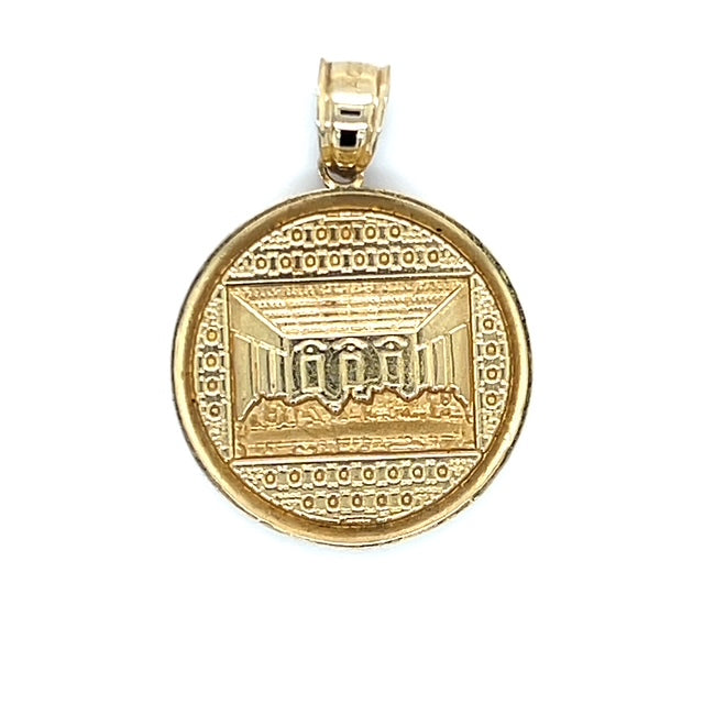 10K Two-Tone Gold Last Supper Round Pendant; 1.2DWT; 1.8g