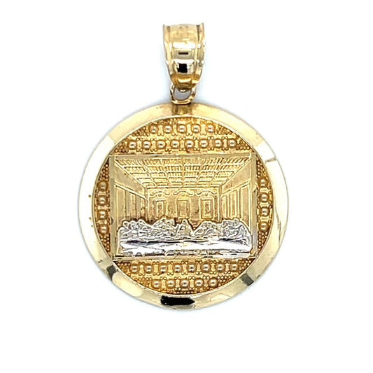 10K Two-Tone Gold Last Supper Round Pendant; 1.2DWT; 1.8g