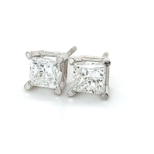 14K White Gold Diamond Stud Earrings; 0.80CTW; 1.0g