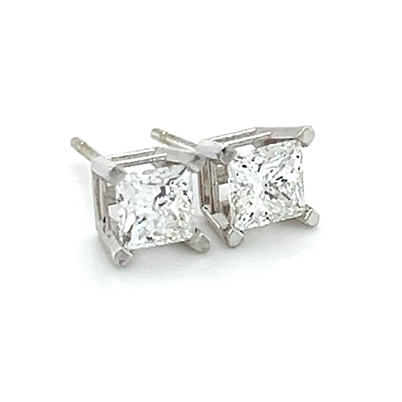 14K White Gold Diamond Stud Earrings; 0.80CTW; 1.0g