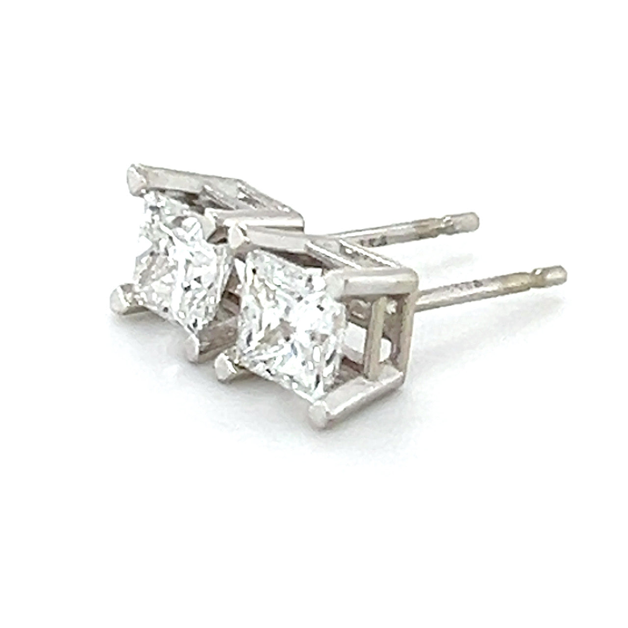 14K White Gold Diamond Stud Earrings; 0.80CTW; 1.0g