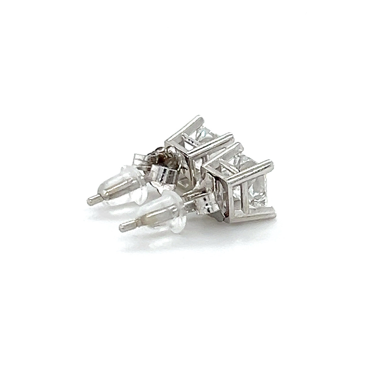 14K White Gold Diamond Stud Earrings; 0.80CTW; 1.0g