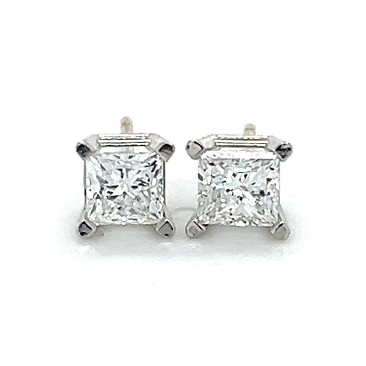 14K White Gold Diamond Stud Earrings; 0.80CTW; 1.0g