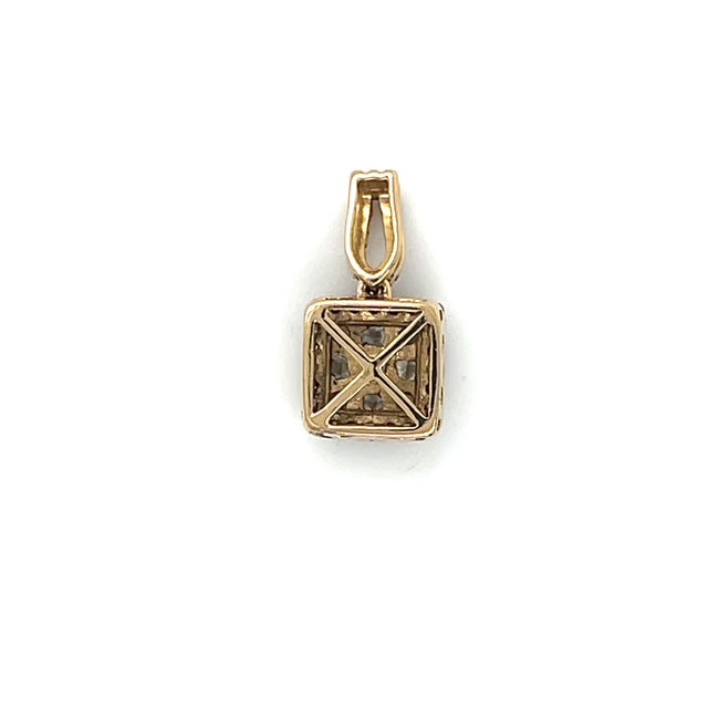14K Yellow Gold Diamond Square Pendant; 0.40CTW; 1.4g