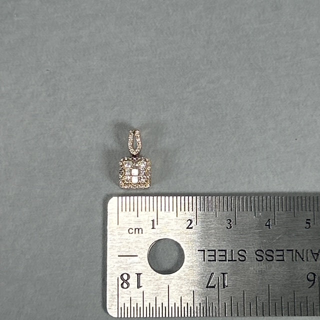 14K Yellow Gold Diamond Square Pendant; 0.40CTW; 1.4g