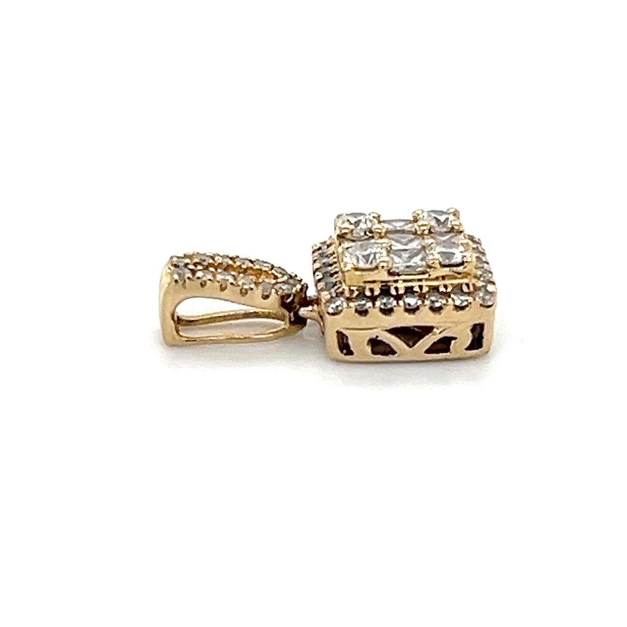 14K Yellow Gold Diamond Square Pendant; 0.40CTW; 1.4g