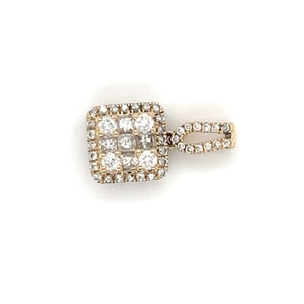 14K Yellow Gold Diamond Square Pendant; 0.40CTW; 1.4g