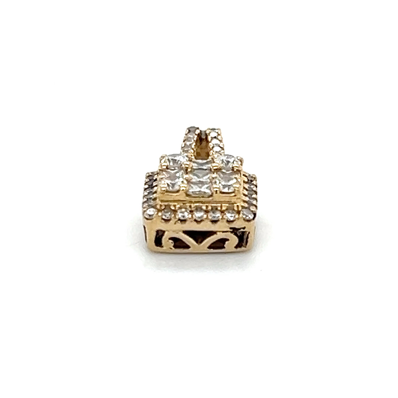 14K Yellow Gold Diamond Square Pendant; 0.40CTW; 1.4g