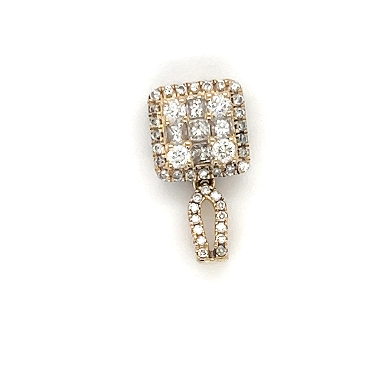 14K Yellow Gold Diamond Square Pendant; 0.40CTW; 1.4g
