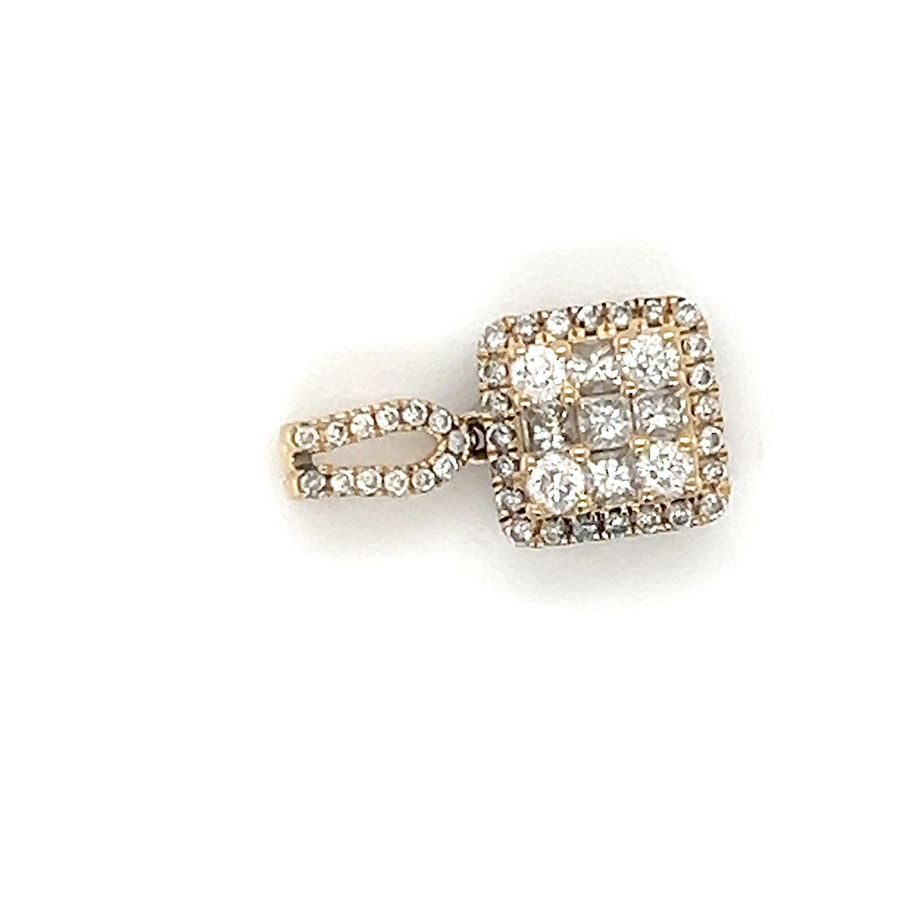 14K Yellow Gold Diamond Square Pendant; 0.40CTW; 1.4g