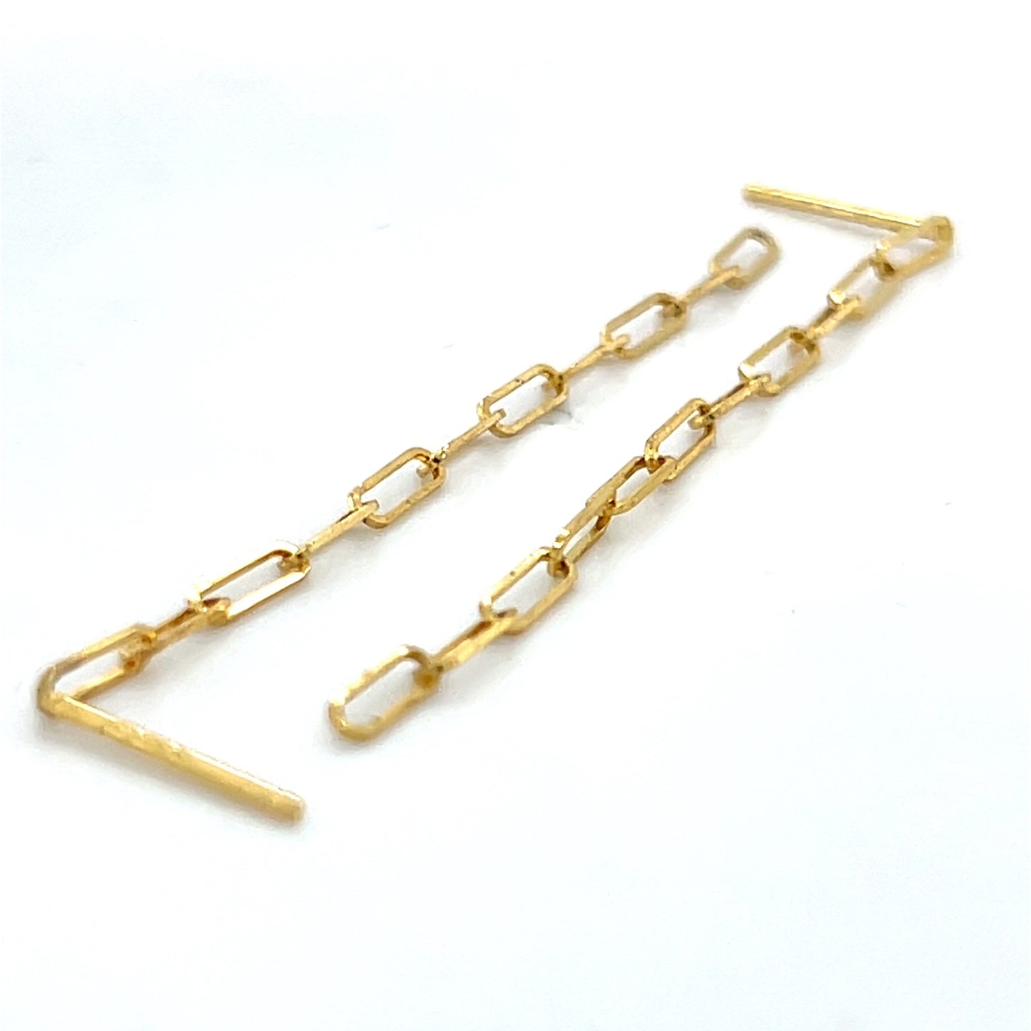 14K Yellow Gold Chain Drop Earrings; 0.7DWT; 1.1g