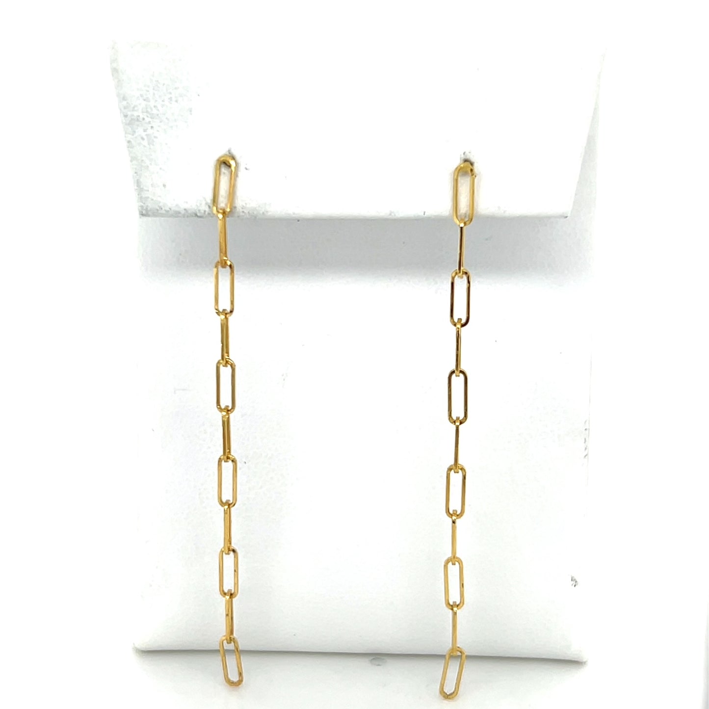 14K Yellow Gold Chain Drop Earrings; 0.7DWT; 1.1g