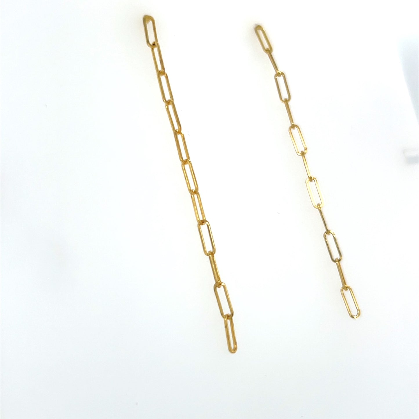 14K Yellow Gold Chain Drop Earrings; 0.7DWT; 1.1g