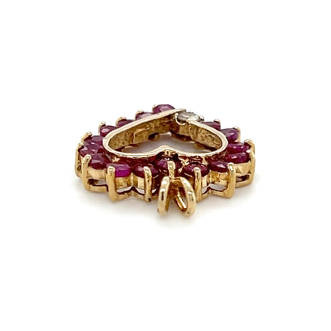 10K Yellow Gold Diamond Ruby Heart Pendant; 0.20CTW; 2.4g