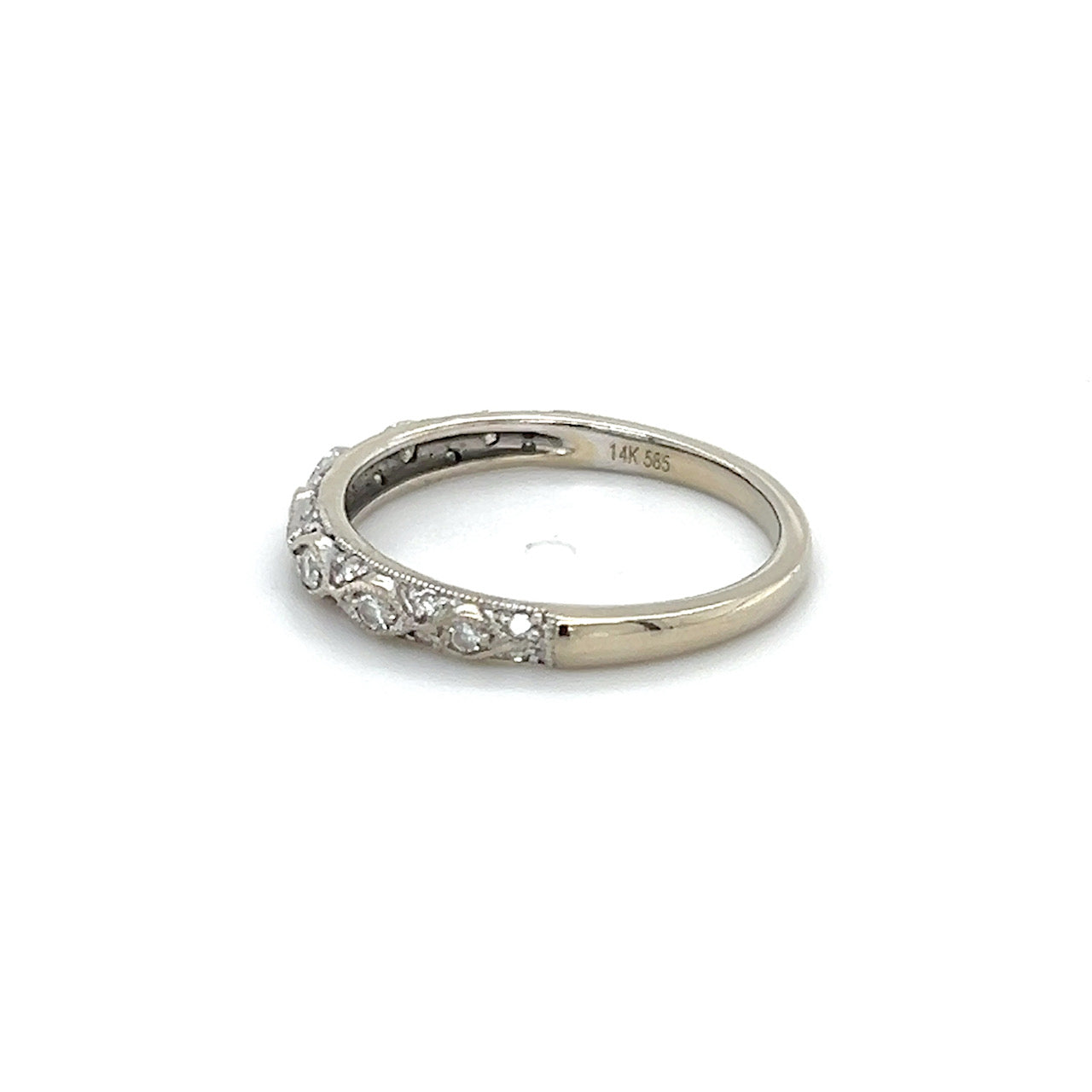 14K White Gold Diamond Lady's Fashion Ring; 0.10CTW; Size 6.5
