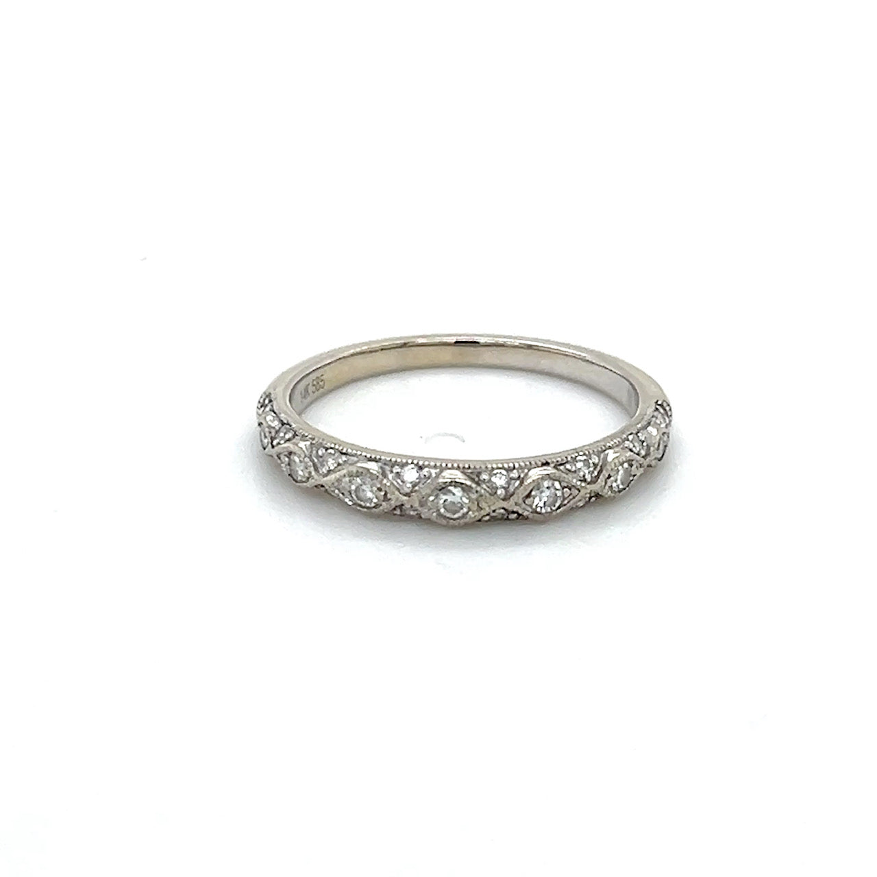 14K White Gold Diamond Lady's Fashion Ring; 0.10CTW; Size 6.5