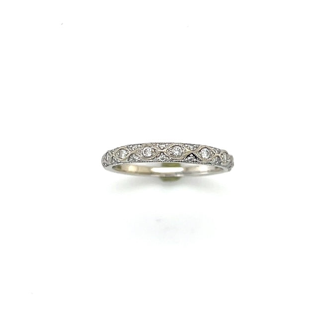 14K White Gold Diamond Lady's Fashion Ring; 0.10CTW; Size 6.5