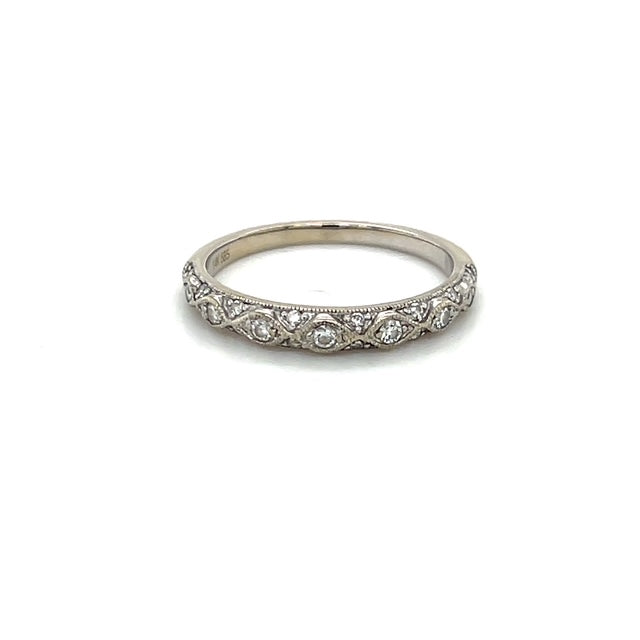 14K White Gold Diamond Lady's Fashion Ring; 0.10CTW; Size 6.5