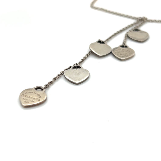 925 Sterling Silver Return to Tiffany & Co. 16" Multi Heart Tag Necklace