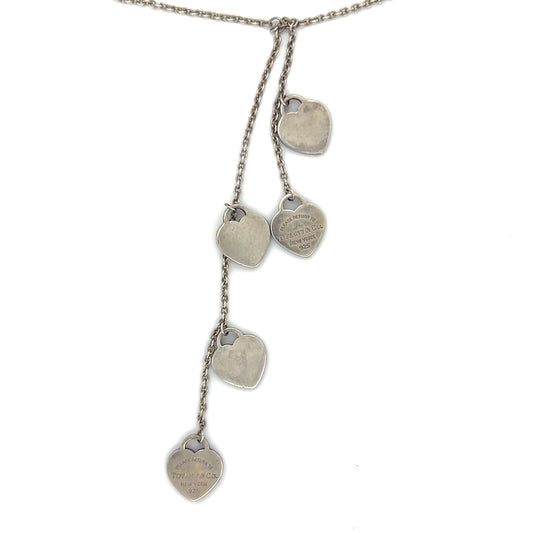 925 Sterling Silver Return to Tiffany & Co. 16" Multi Heart Tag Necklace