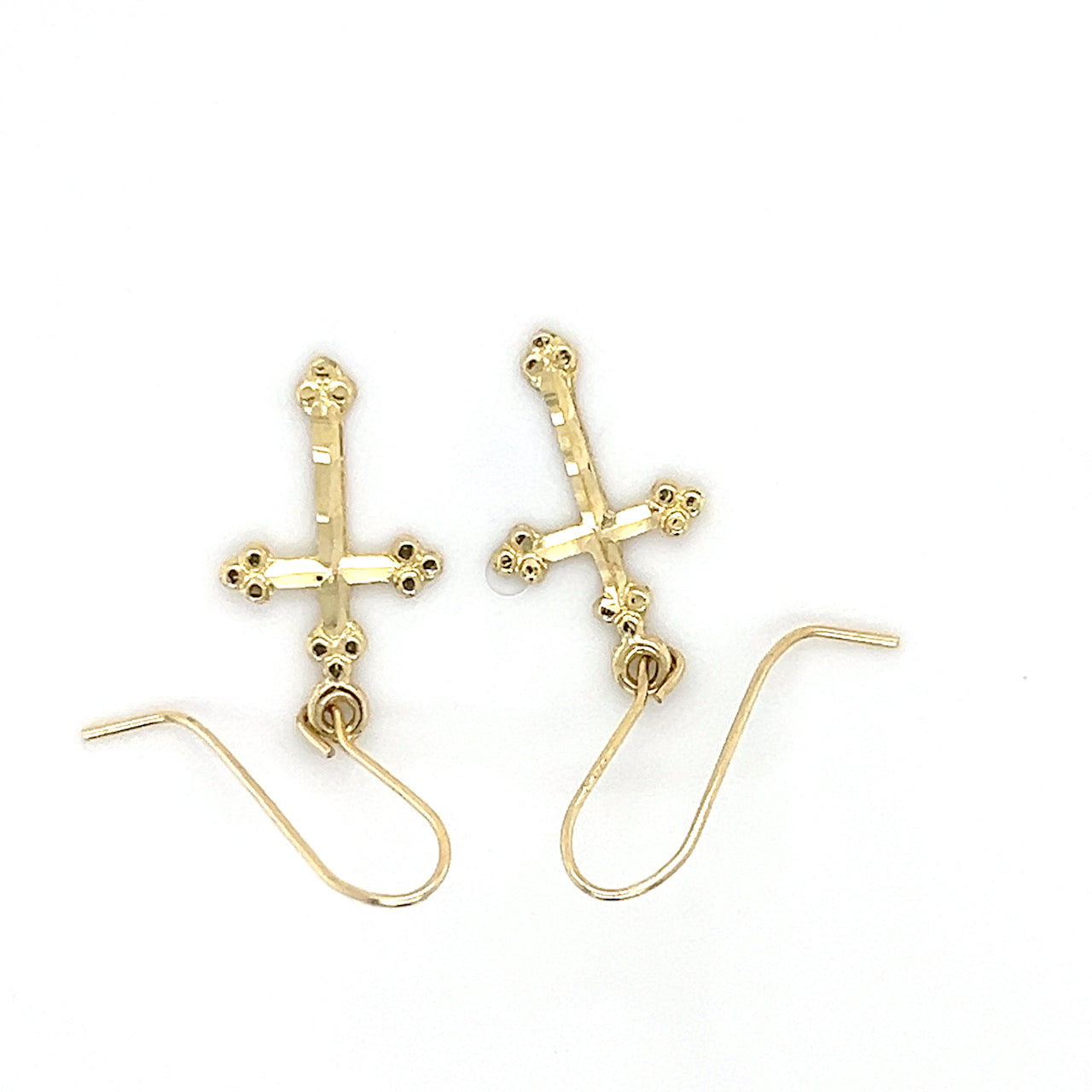 14K Yellow Gold Cross Earrings; 0.4DWT; 0.7g