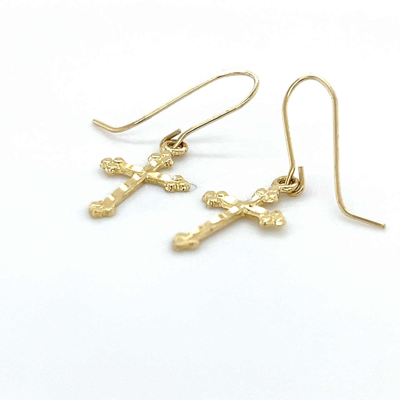 14K Yellow Gold Cross Earrings; 0.4DWT; 0.7g