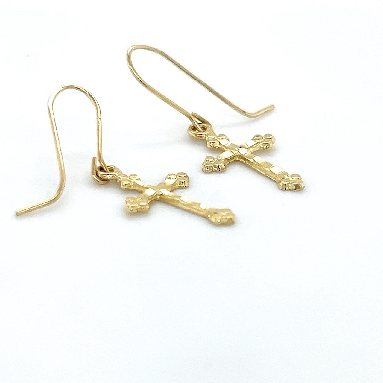 14K Yellow Gold Cross Earrings; 0.4DWT; 0.7g