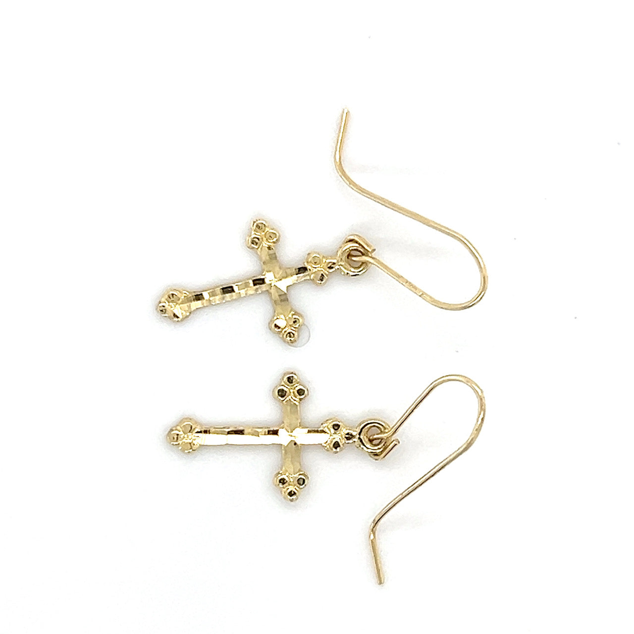 14K Yellow Gold Cross Earrings; 0.4DWT; 0.7g