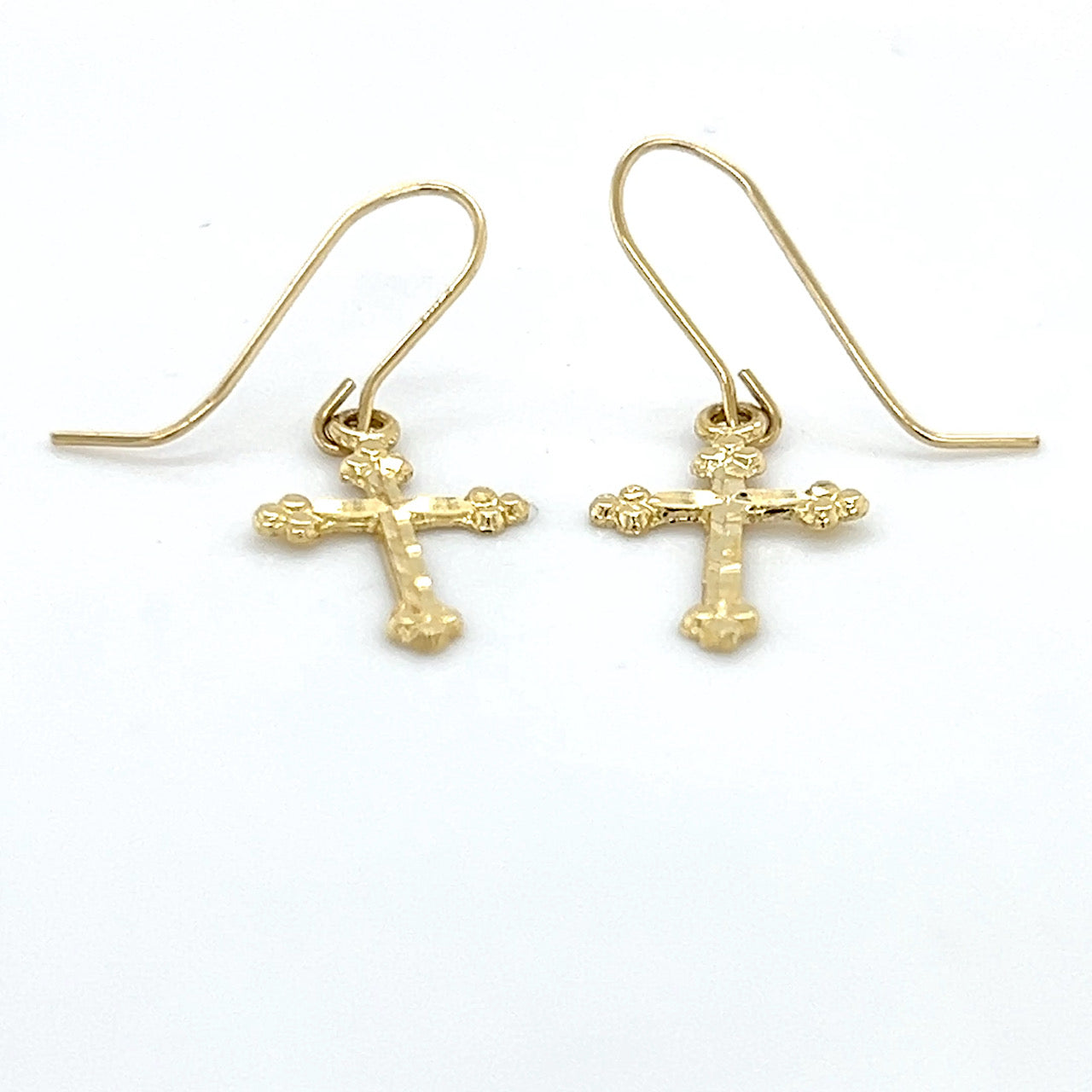 14K Yellow Gold Cross Earrings; 0.4DWT; 0.7g